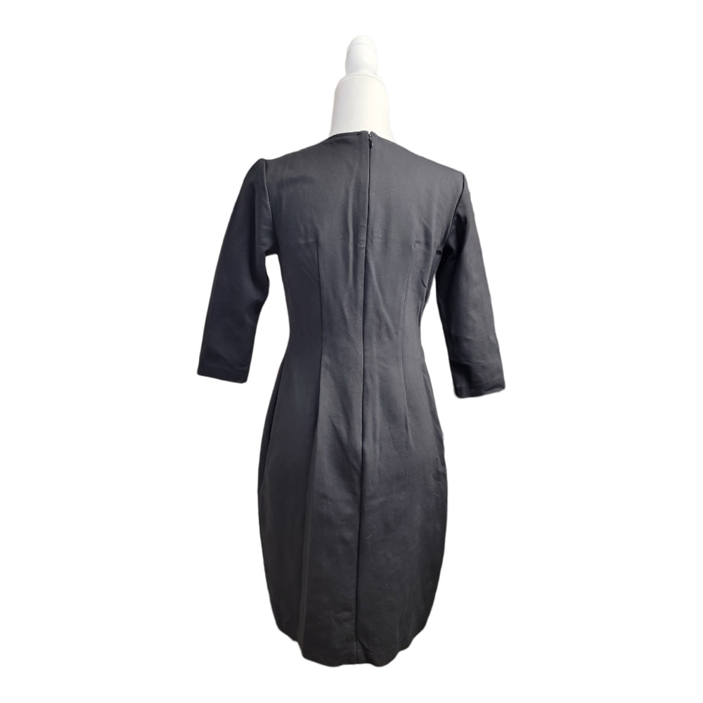 Gili Women's Zipper Sheath Dress 3/4 Sleeve Crew Neck Solid Black Size 6 - Picture 5 of 9